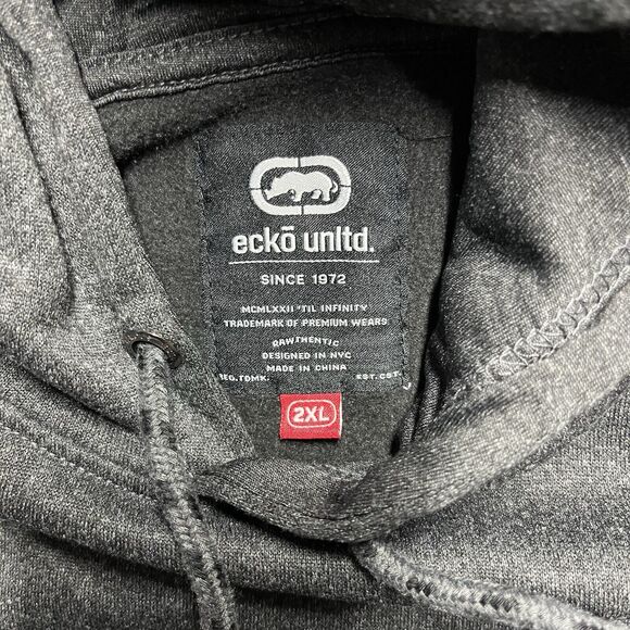 Ecko Unlimited Unltd Pullover Hoodie Y2K Men's XXL 2XL Black Skate Grunge Baggy - Picture 3 of 9